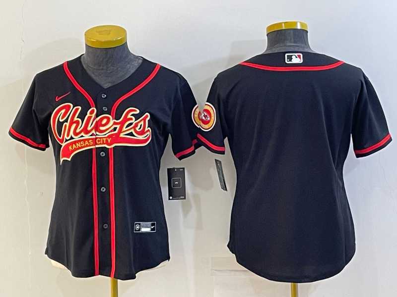 Women%27s Kansas City Chiefs Blank Black With Patch Cool Base Stitched Baseball Jersey->women nfl jersey->Women Jersey